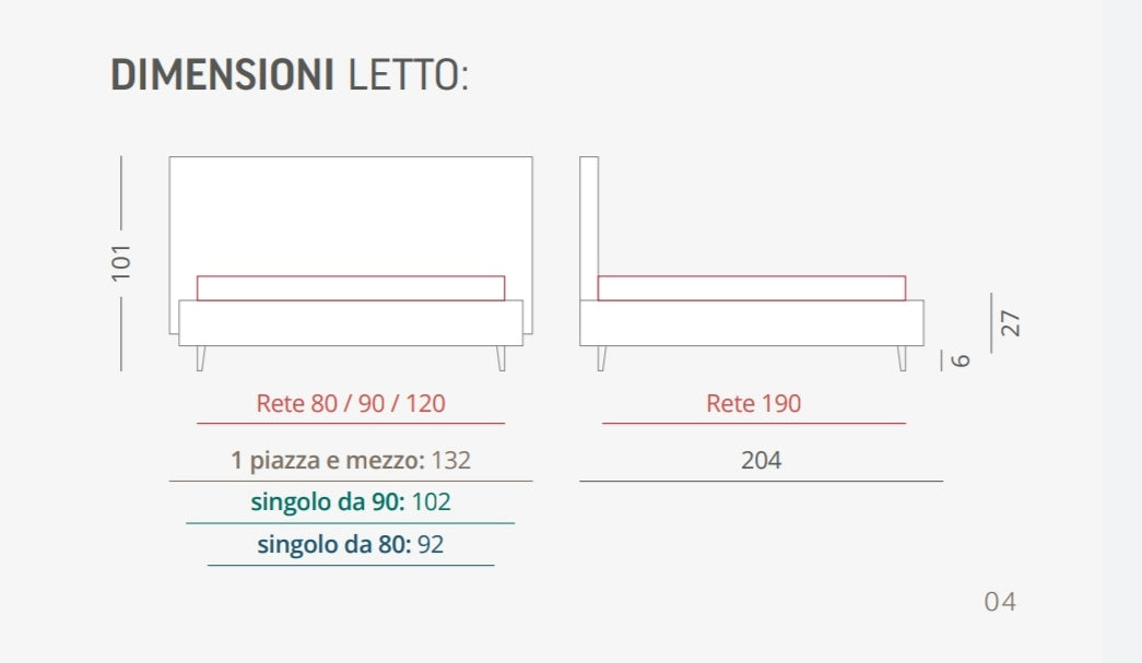 LETTO MOD.GORGONA PIAZZA E MEZZA