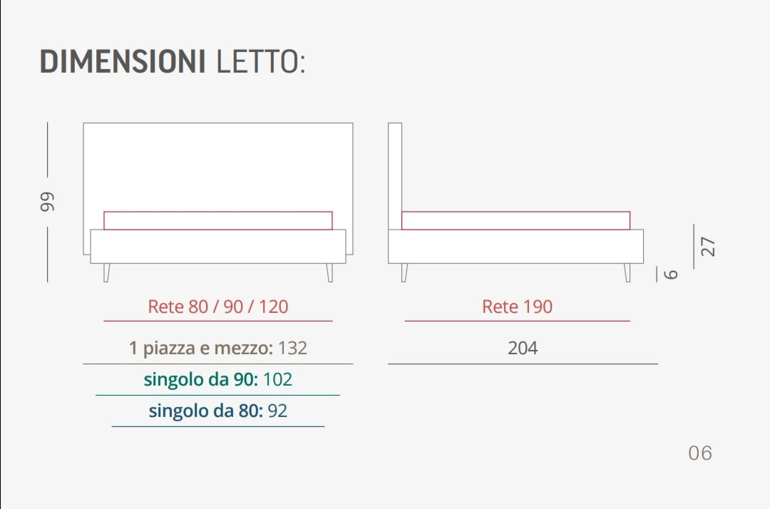 LETTO MOD.ELBA PIAZZA E MEZZA